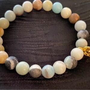 Amazonite Bracelet, Natural Stone & Goldtone Spacers.